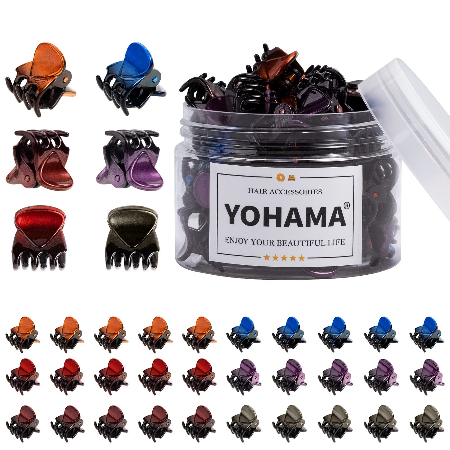 Yohama 36 Pcs Hair Clips Mini Glossy Claw Clamp Colorful Great For Design Children Women Girls Hairstyles Decroation Buns Pining