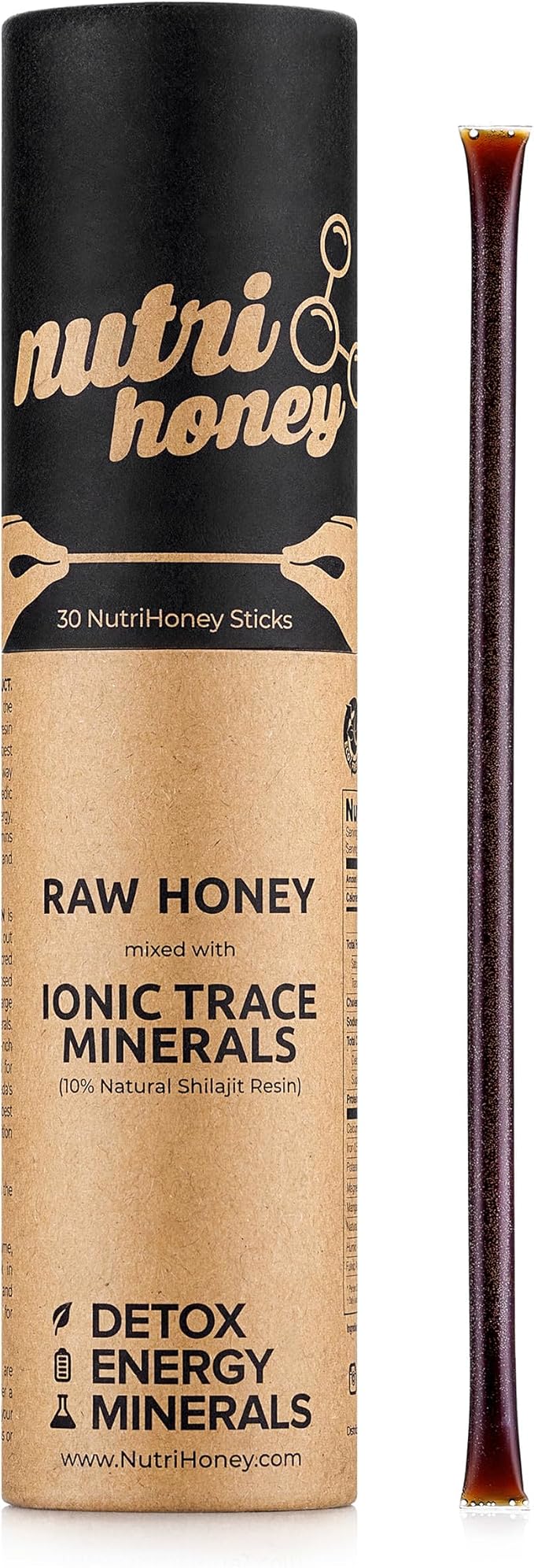 NATURAL SHILAJIT Resin - 20 Gram Shilajit Supplement with Fulvic Acid & Trace Minerals - Shilajit Honey Sticks 30 Count