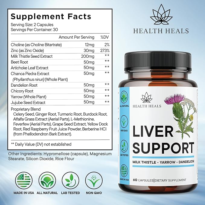 Liver Cleanse & Repair Formula - Herbal Liver Support Supplement with Milk Thistle Dandelion Root Turmeric, Artichoke Extract for Liver Health - 60 Count