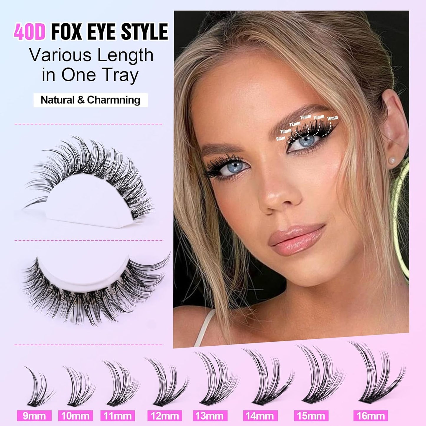 DIY Lash Extension Kit | 280pcs Brown 40D Clusters | 9-16mm Individual Lashes