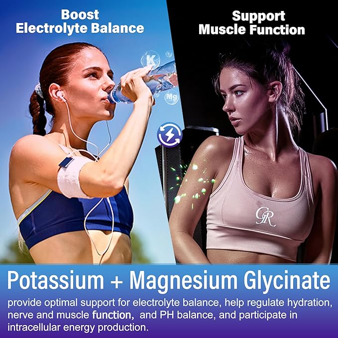 Potassium Magnesium Gummies - Potassium Supplement w/Ashwagandha 200mg, High Absorption Magnesium Glycinate,B6,B12,P-otassium Citrate for Leg Cramps,Muscle,Electroyte for Adults Kids,Sugar-Free,2Pack