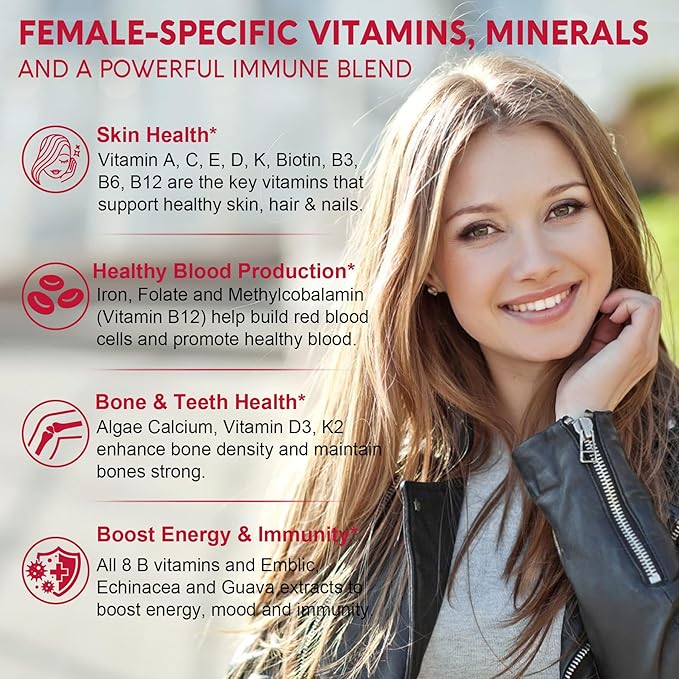 (2 Pack) Sugar Free Methylated Multivitamin for Women Gummies with Calcium, D3 K2, Inositol, Folate, Biotin, Iron, Vitamin A, C, E, B Complex - Multi Vitamins & Minerals - Energy, Immune, Bone - Vegan