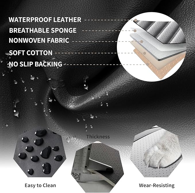 Front Seat Covers Fit for Toyota 4Runner 2001-2026, Car Seat Covers Front Seats, Breathable Faux Leather Automotive Seat Covers Front Pair Anti-Slip Seat Cover(Black&Gray, Front)
