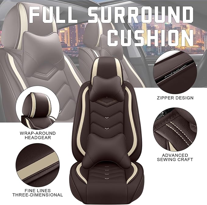 CTDS Car Seat Covers for Mazda CX-5 CX-3 CX-7 CX-9 CX-50 CX-30 CX-70 CX-90 2007-2026, Stylish Sport Seat Cover, Premium Nappa Leather Car Seat Cover.(Luxury 5 Seats/Coffee Color)