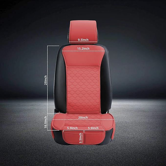 Elantrip 2PCs Front Car Seat Covers Leather Car Seat Protector Universal fit for Most Cars SUVs and Trucks Water Proof Seat Protector Red