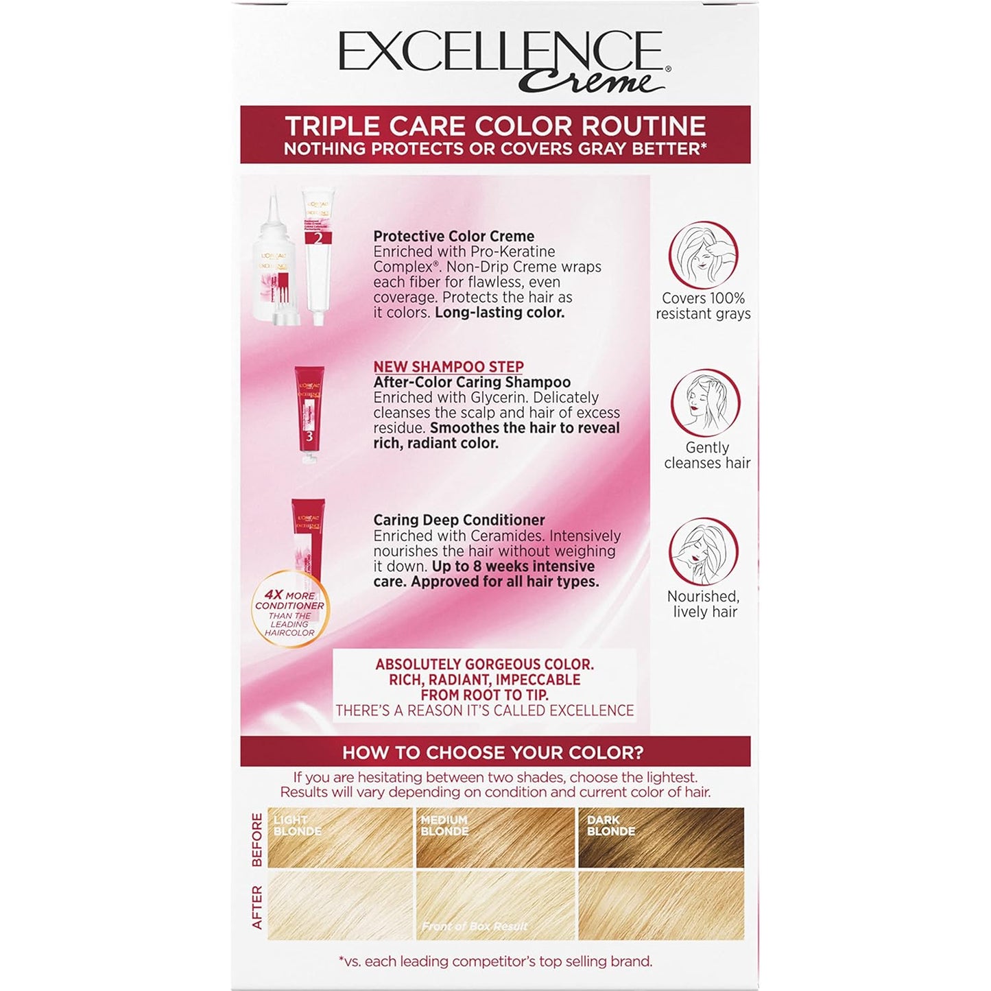L'Oreal Paris Excellence Crème Hair Color Kit | 6 Light Brown | 8-Week Gray Coverage