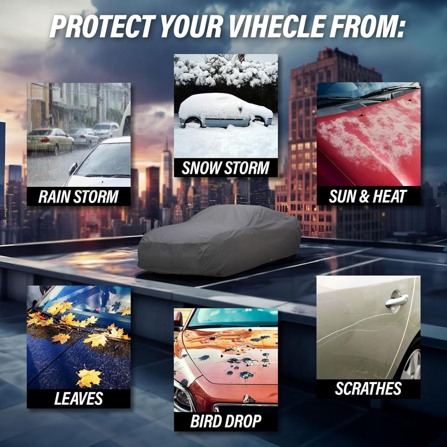5-Layer Car Cover – Semi Custom Fit for Chevrolet Silverado 1500 Crew Cab 2018-2025, 6.6 Feet Bed | All-Weather Protection: Dustproof, Windproof, UV-Resistant, Breathable & Durable