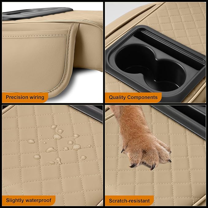 Armrest Cover for Car Fit for Jeep Grand Cherokee - Center Console Cover with Cup Holders and 2 Storage Pockets(Beige)