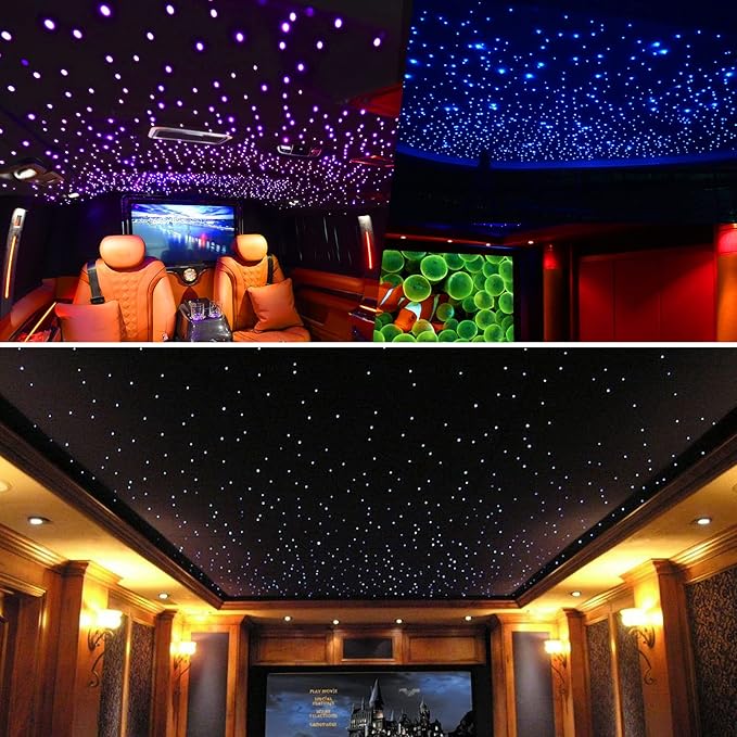 CHINLY 650pcs Starlight Headliner Kit,Star Light Headliner Kit,Twinkle Star Lights for Car,RGBW+APP+Remote Fiber Optic Lights Star Headliner Kit,Car Star Lights for Ceiling Car,Theater 13.1ft 0.03in