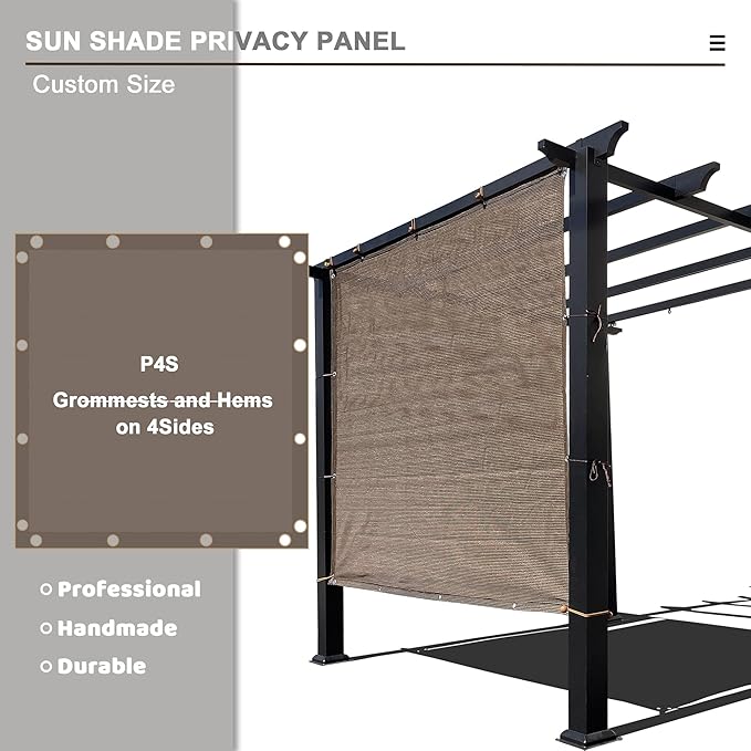 Alion Home Sun Shade Privacy Panel with Grommets and Hems on 4 Sides for Patio, Awning, Window, Pergola or Gazebo - Mocha Brown (12' x 4')
