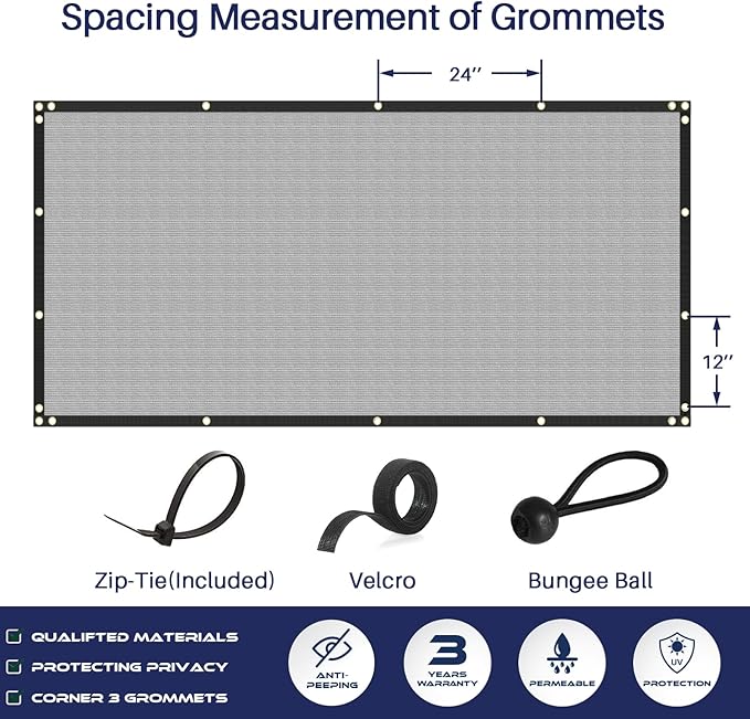 Windscreen4less Privacy Fence Screen Heavy Duty Windscreen Fencing Mesh Fabric Shade Net Cover with Brass Grommtes for Outdoor Wall Garden Yard Pool Deck, 8'x291' Light Gray