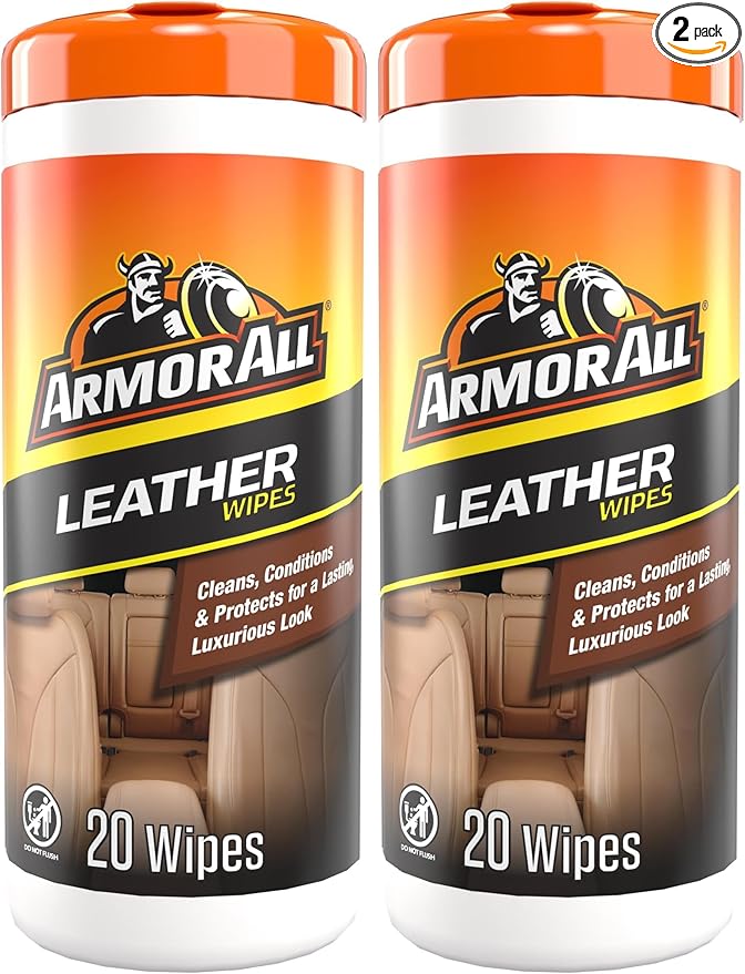 Armor All Interior Cleaner Wipes | For Leather | 20 Count | Pack of 2 | For Vehicles