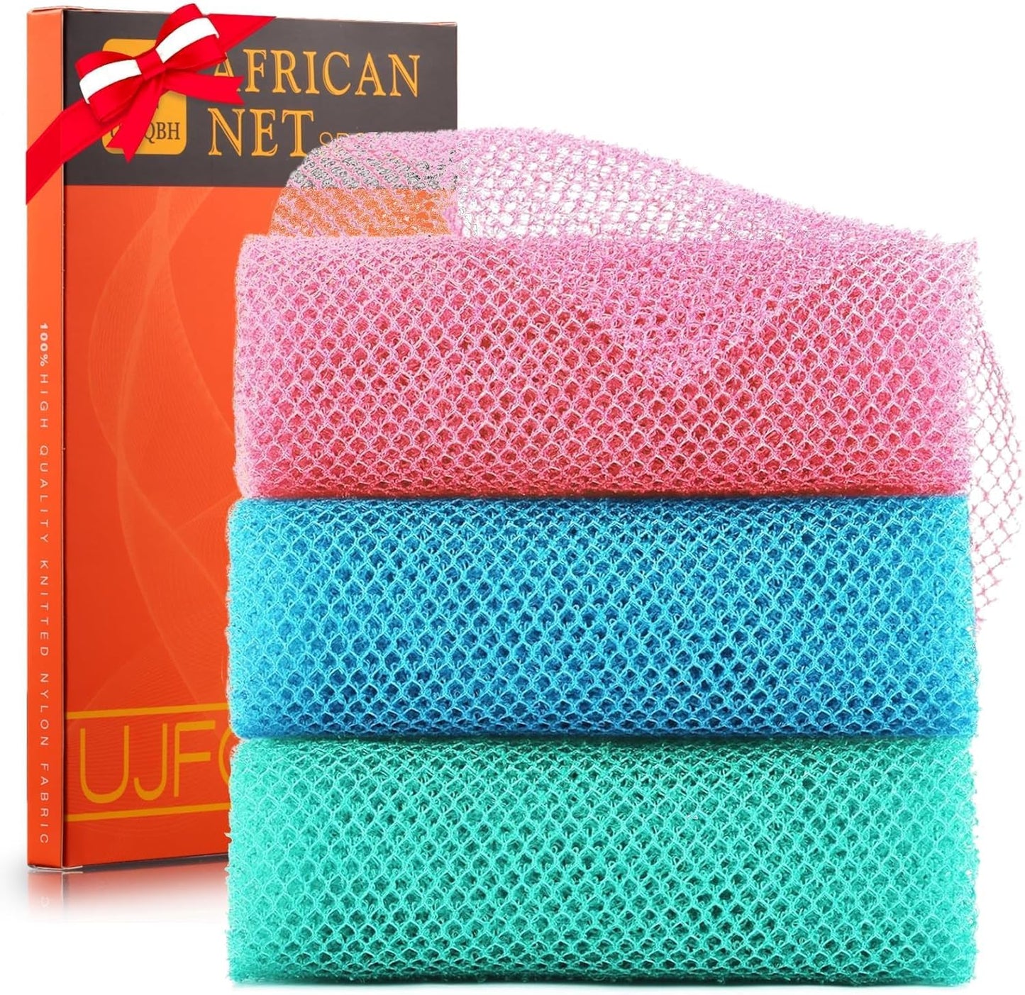 Exfoliating African Bath Sponge Set – 6 Colorful Net Scrubbers for Daily Use