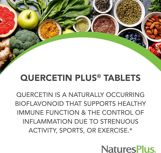 NaturesPlus Quercetin Plus with Vitamin C & Bromelain - 650 mg, 60 Vegetarian Tablets - Gluten-Free - 30 Servings