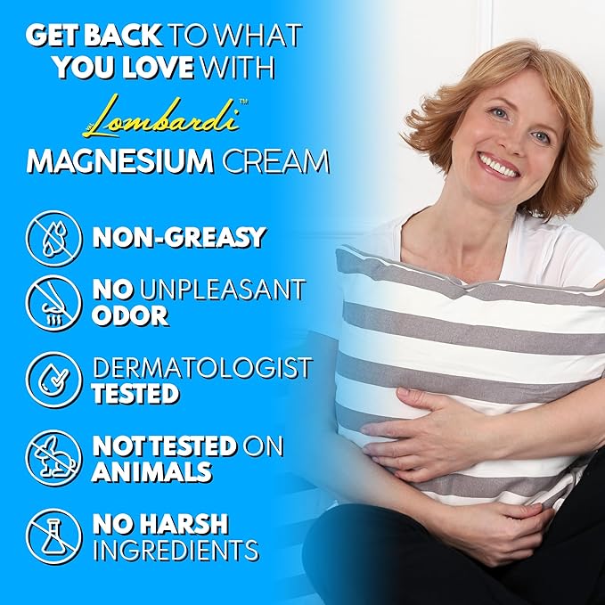 VAL Lombardi Magnesium Lotion | Nighttime Zechstein Magnesium Chloride Cream | Hydrating & Fast-Absorbing | 4oz