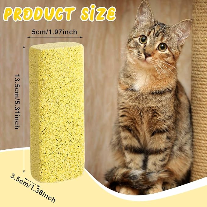 Abbylike 6 Pcs Pet Hair Remover Pumice Stone Car Pet Hair Removal Tool for Bedding Carpet Couch Furniture Cleaning (5.3 x 2 x 1.4 Inch,Yellow)