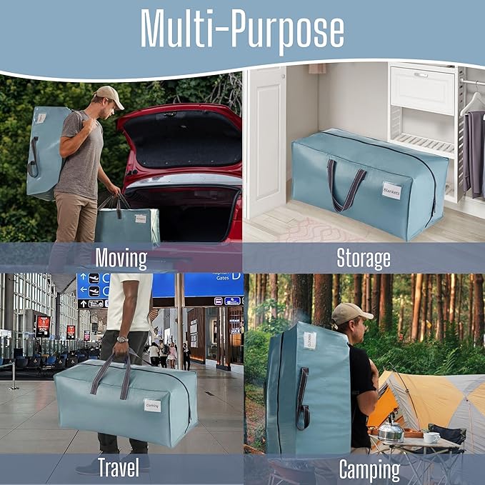 VENO 4 Pack Heavy Duty Moving Bags with Backpack Straps, Zippers & Handles, Extra Large Packing Bags for College Dorm Essentials, Moving Supplies Alternative to Cardboard Moving Boxes