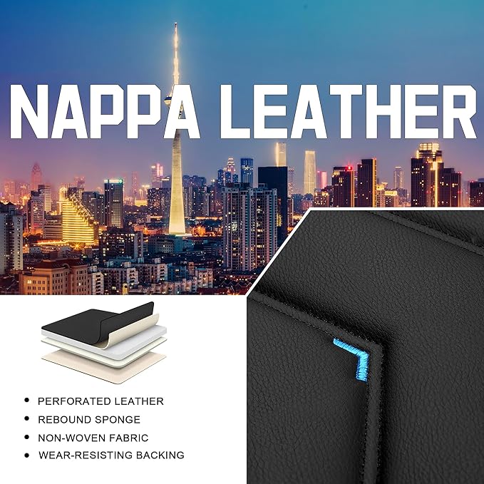 CTDS Car Seat Covers for Chevy Equinox 2005-2026, Stylish Sport Seat Cover, Premium Nappa Leather Car Seat Cover. Automobile Seat Covers Sets.(Standard 5 Seats/Black Blue)
