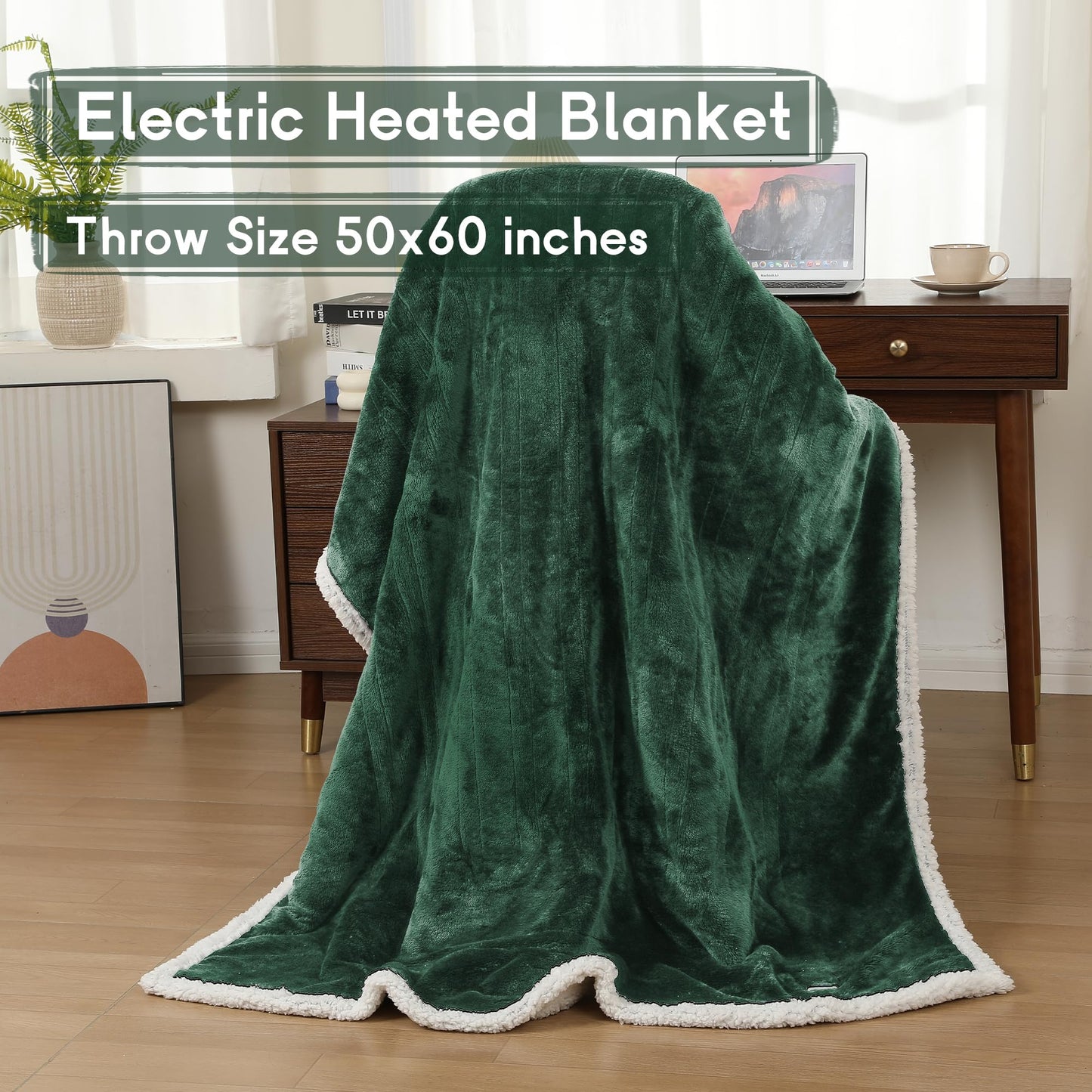 Heated Blanket Electric Blanket Full Size 72''x84'', Soft Flannel Heating Blanket with 1-10 Hour Auto Off - 6 Heat Settings - Machine Washable - Dark Grey