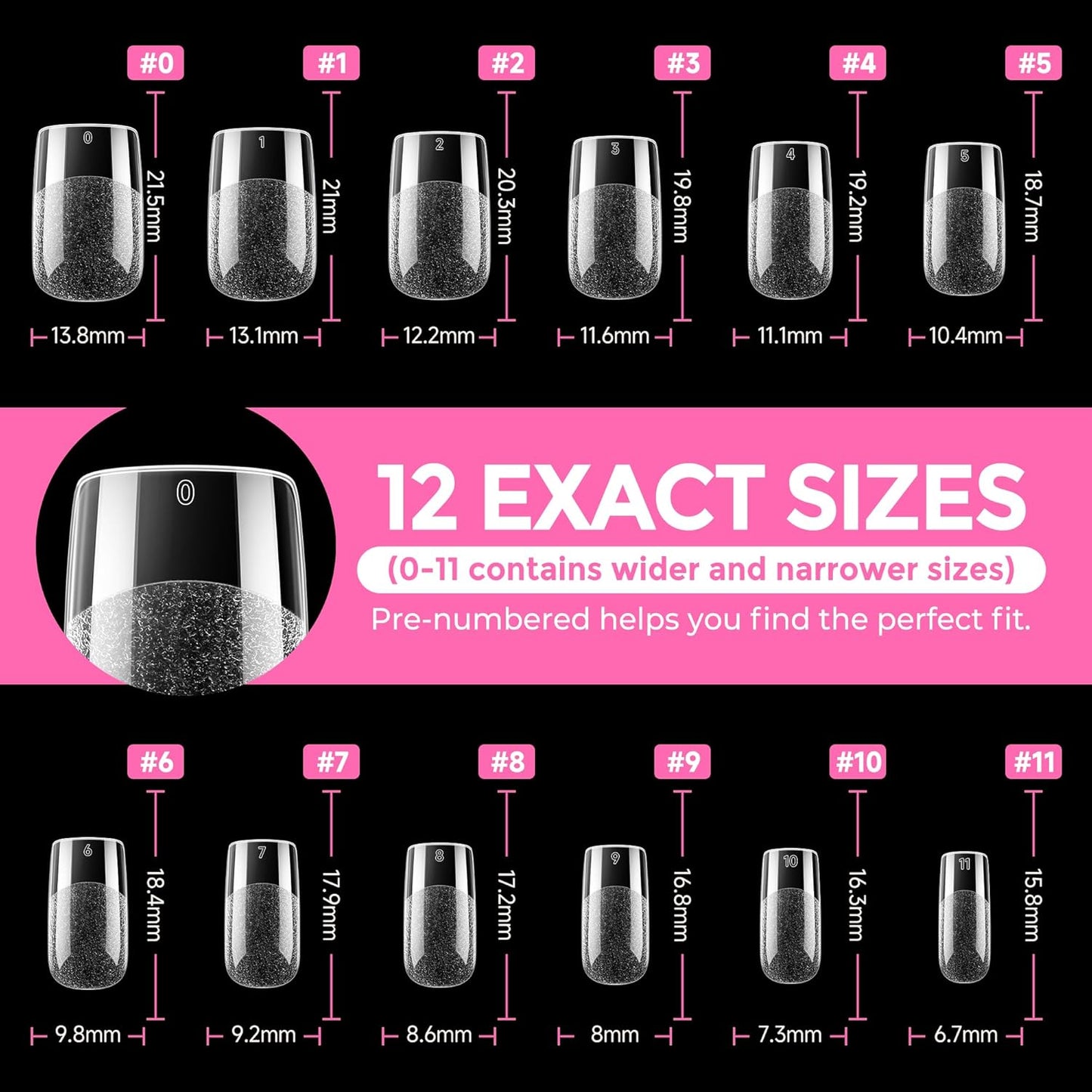Almond Press-On Nails | 216 Pcs Full Cover Acrylic Tips | DIY Nail Extensions