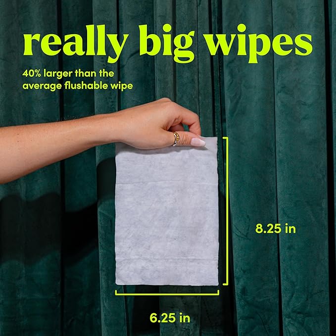 goodwipes Flushable Butt Wipes - Extra Large Adult Wet Wipes For Women & Men - Bathroom Essentials - Sewer & Septic Safe - Botanical Bliss, 153 Count (3 Packs + 3 Individually Wrapped)
