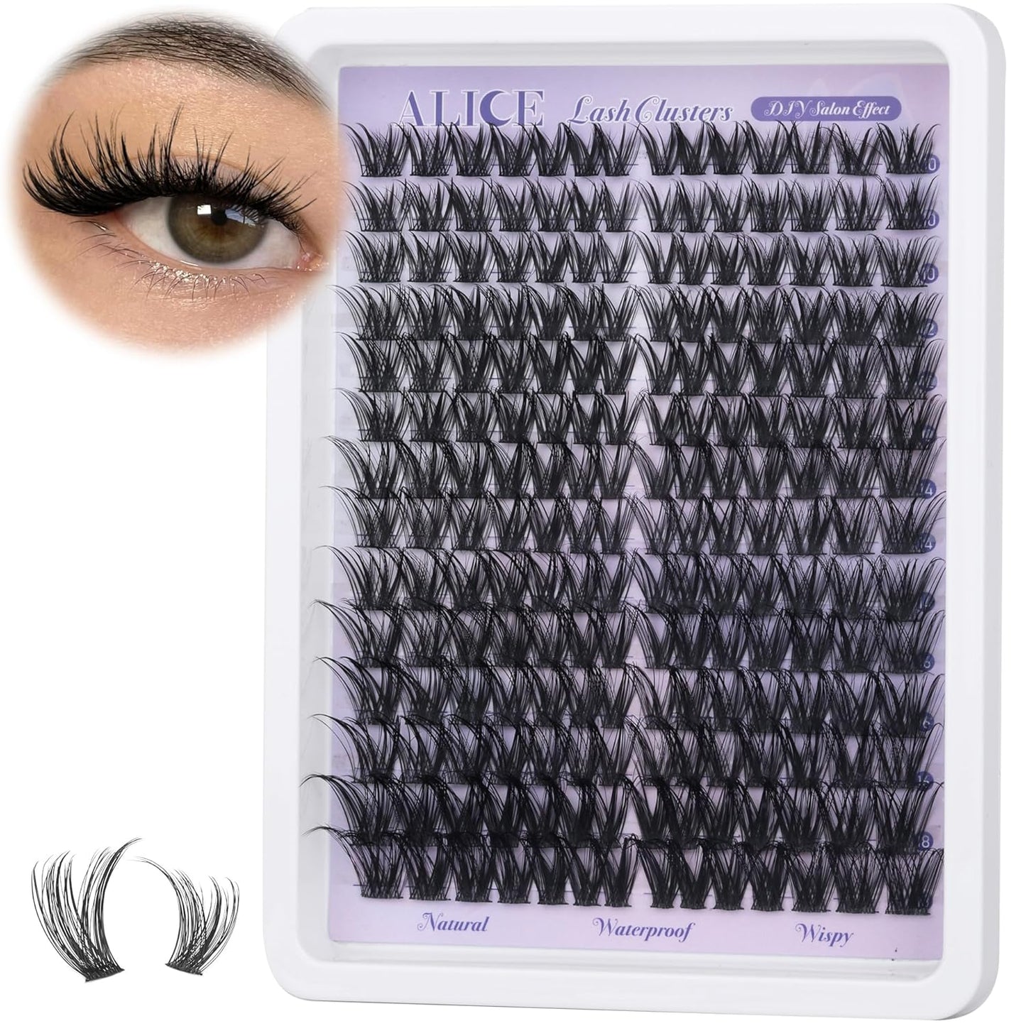 ALICE Wispy Lash Clusters | 168 Pcs | 10-18mm Natural Volume Extensions