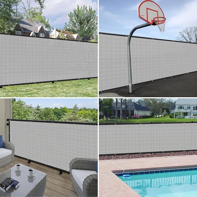 Windscreen4less Privacy Fence Screen Heavy Duty Windscreen Fencing Mesh Fabric Shade Net Cover for Outdoor Wall Garden Yard Pool Deck, 8'x260' Light Gray