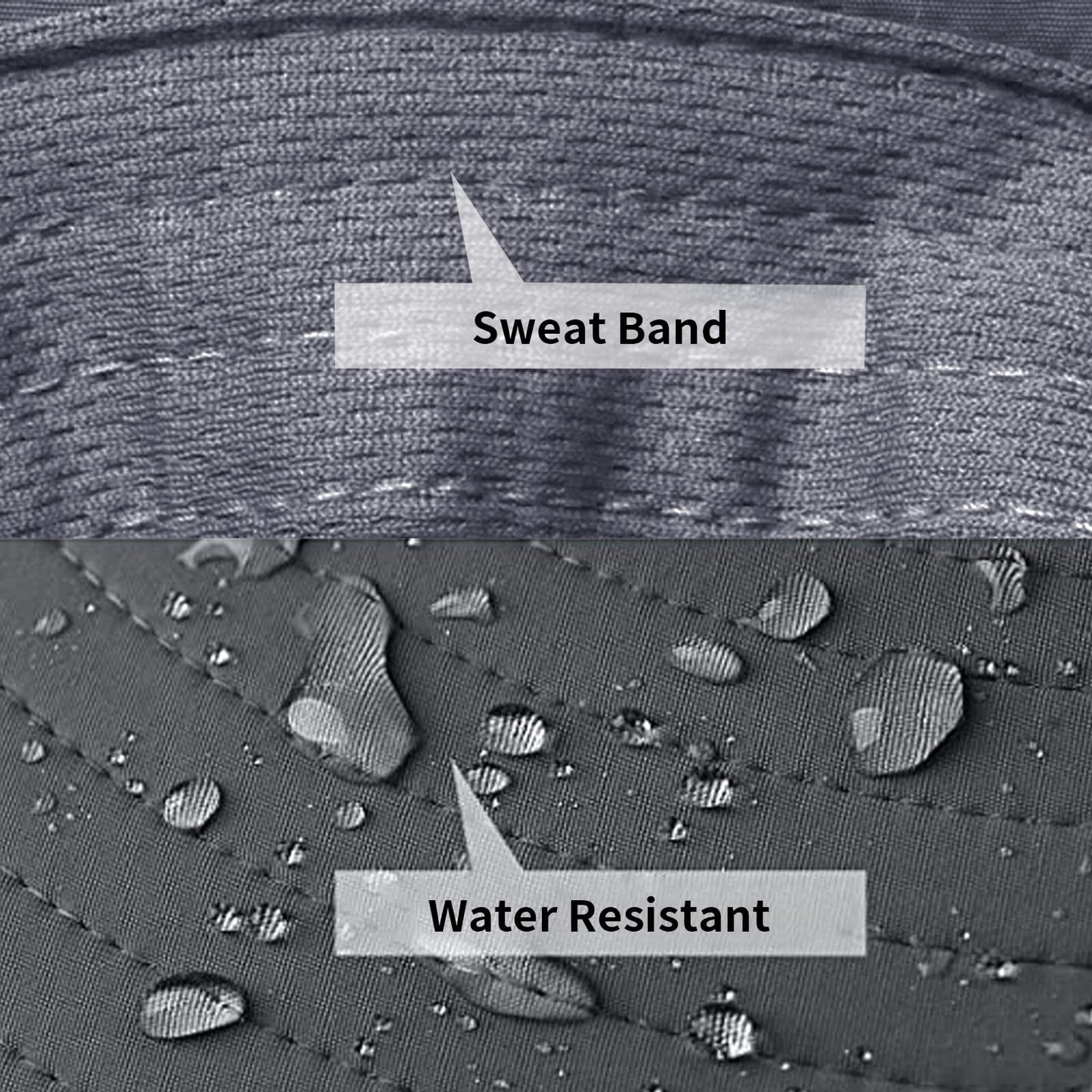 2 Pack Sun Hats for Men Women Fishing Hat UPF 50+ Breathable Wide Brim Summer UV Protection Hat Black/Dark Grey