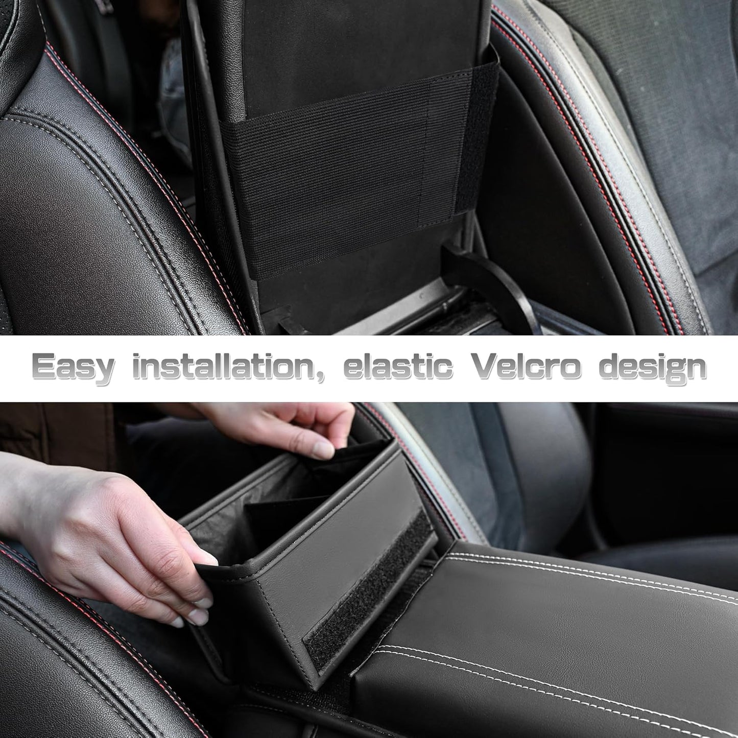 JEYODA Upgraded Car Armrest Cover,Premium Leather Car Armrest Cover Cushion with Storage Holder, Caddy for car (brown)