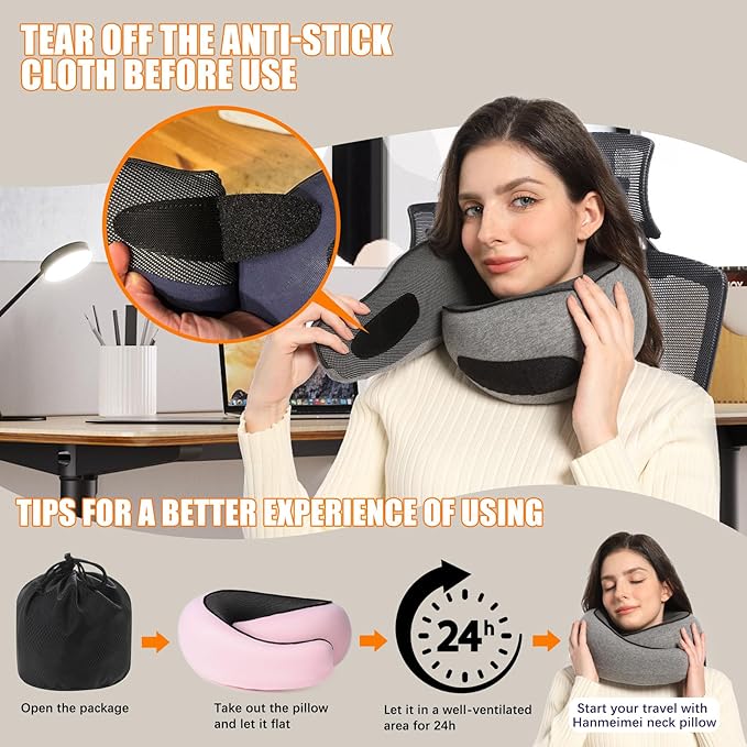 Travel Pillow for Headrest Memory Foam Neck Pillow Head Support Soft Pillow for Sleeping On Airplane Rest in Offices, Airplane Car and Home Use