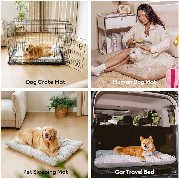 FUNNY FUZZY Washable Dog Bed,Reversible Plush Dog Crate Mat, Soft Fluffy Kennel Pad,Pet Sleeping Mattress for Jumbo,X-Large Sized Dogs Breeds,2XL,48"× 31",Midnight Blue
