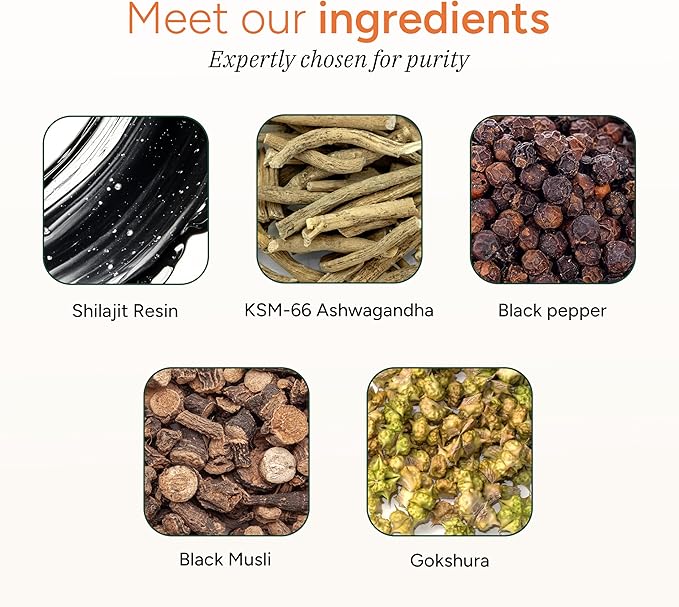 4000 mg Pure Himalayan Shilajit Gummies I No Added Sugar I KSM-66 Ashwagandha, Gokshura| 75%+ Fulvic Acid & 85+ Trace Minerals I Men,Women I Non-GMO I Lab Tested I 100% Natural I 60 Gummy