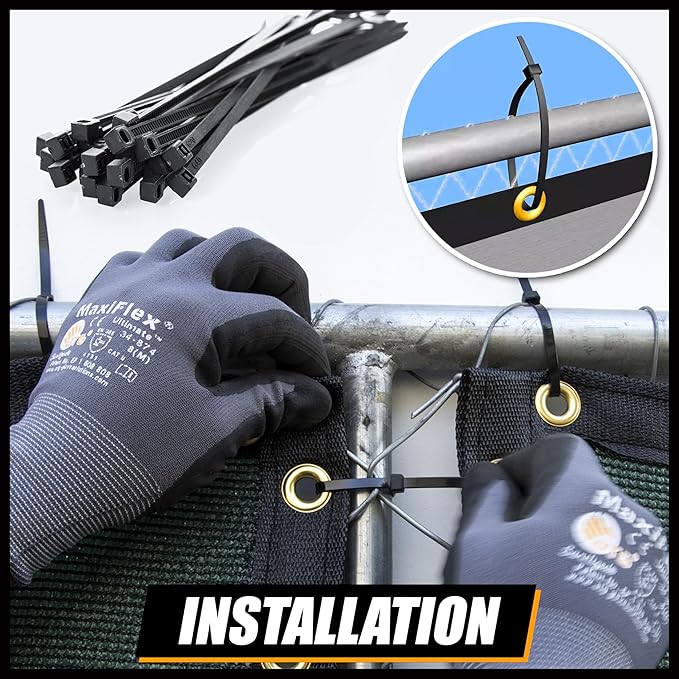 Royal Shade Custom Size 5' x 104' White Fence Privacy Screen Windscreen Cover Netting Mesh Fabric Cloth - Cable Zip Ties Included (We Make Custom Size)