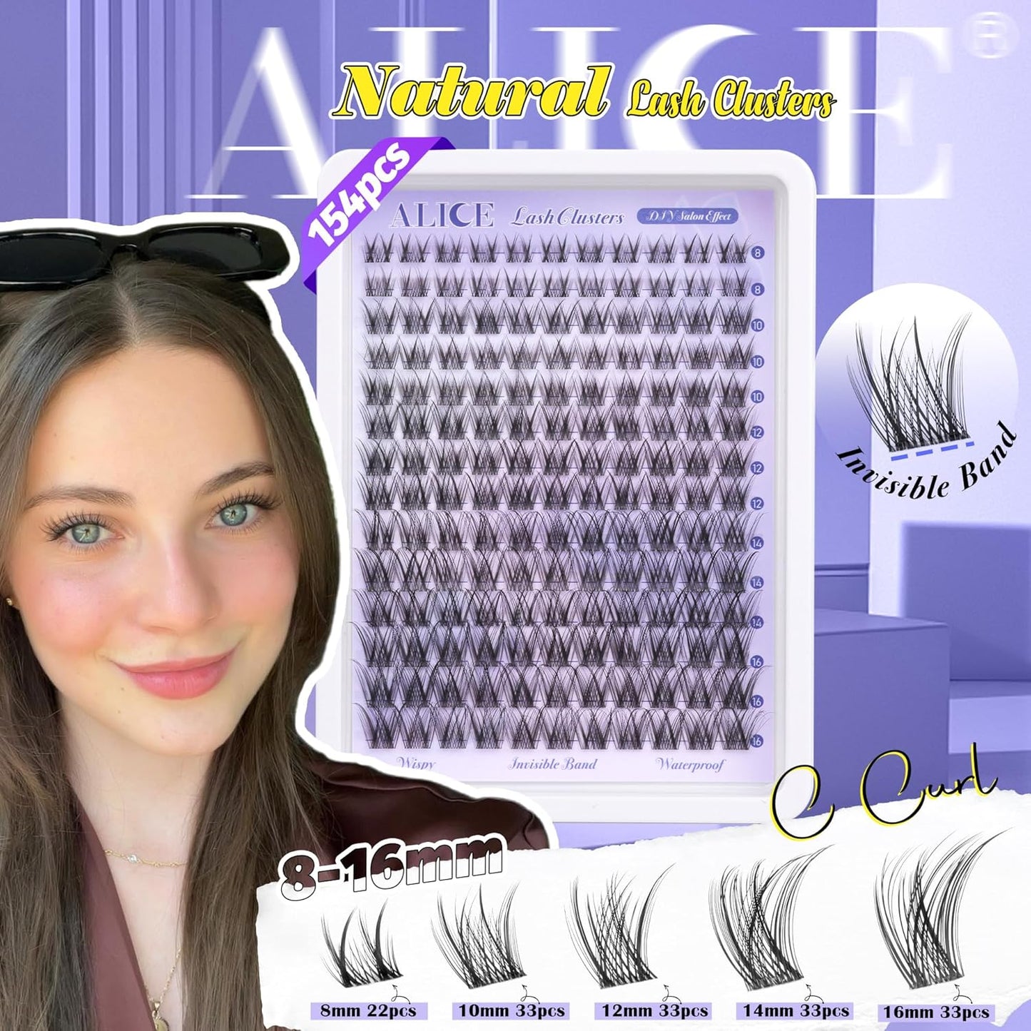 Natural Wispy Lash Extension Kit | 140pcs Clear Band Cluster Lashes for DIY
