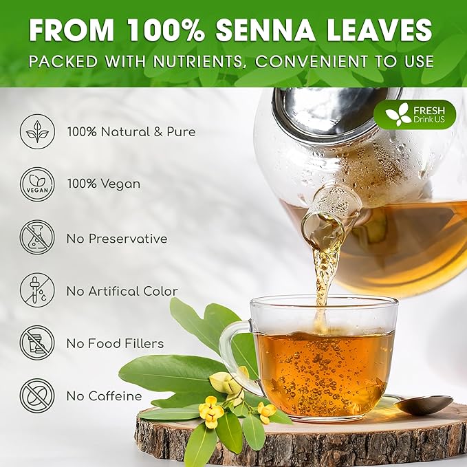 FreshDrinkUS, Premium 10oz Senna Leaf Powder, 100% Natural and Pure from Senna Leaves, No Additives, No Gluten, No Sugar, Vegan (10oz Senna Powder)