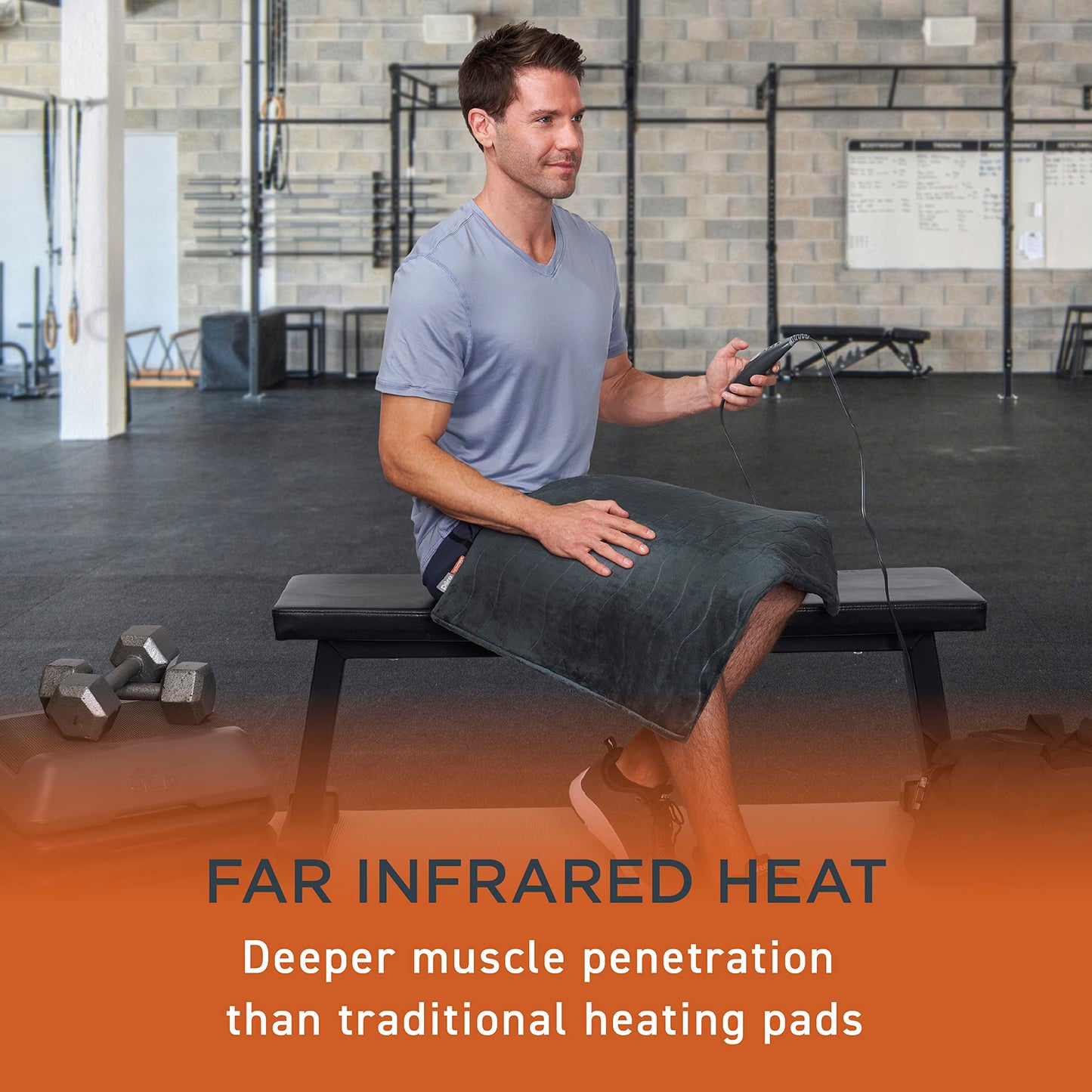 Pure Enrichment PureRelief Pro Far Infrared XL Heating Pad - Muscle Relief for Back, Neck, Shoulder, & Knee Pain in Athletes, 4 Heat Settings, Dry/Moist Heat, 12” x 24” Extra-Long Size (Iron Gray)