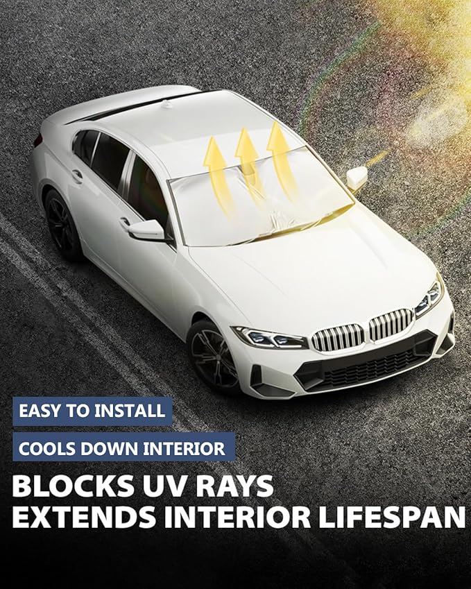 Retractable Windshield Sun Shade for car Windshield Sun Shade,99% UV Blocking,Long-Frequency and Short-Frequency Demand,X-Large(Sunshade 74.8"x35.43",Umbrella 55.12"x31.5")