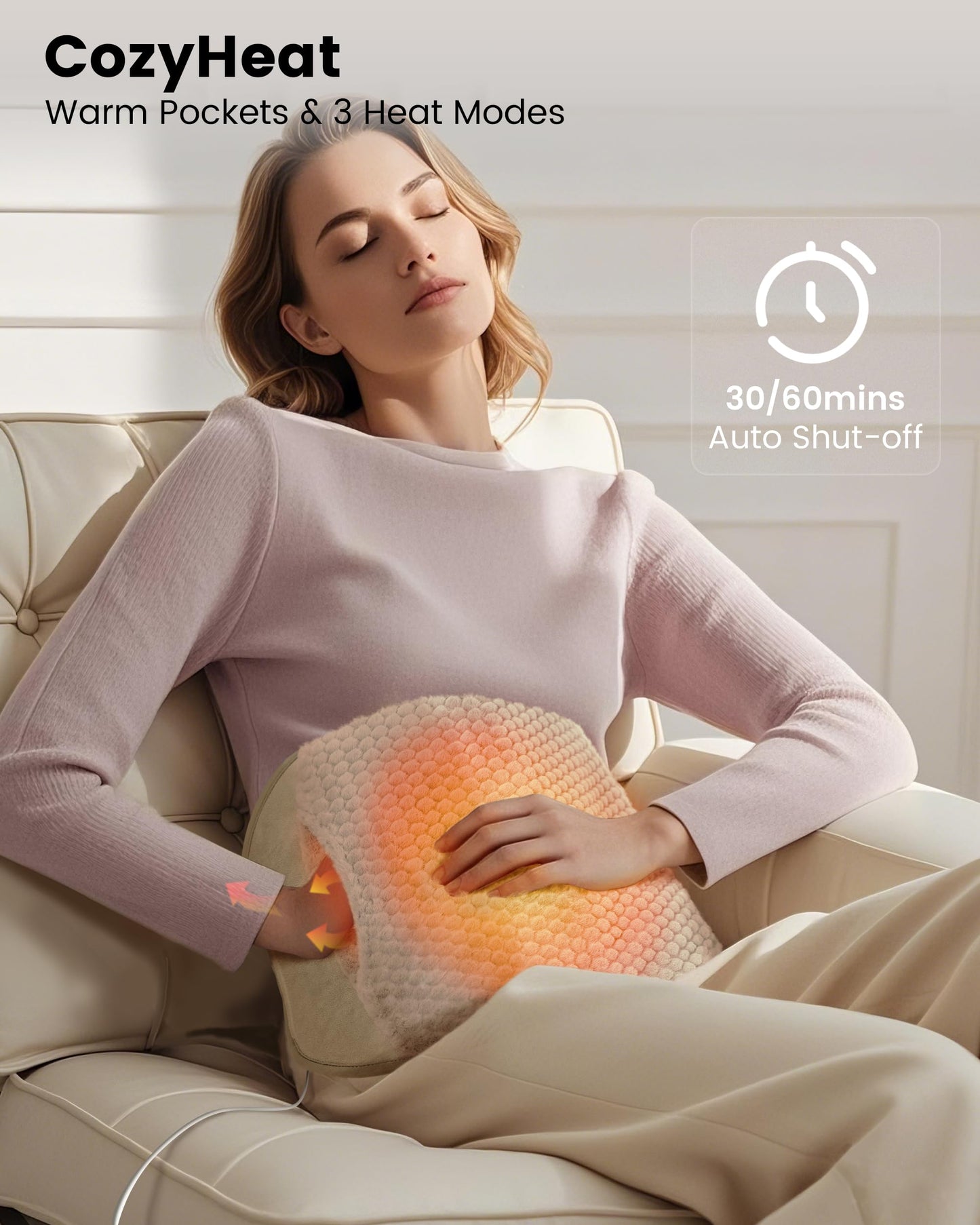 COMFIER Heating Pad for Back Pain Relief,Lower Back Massager with Heat with Hand Warmer Pocket,Extra-Large Size 61",Back Heating Pad for Period Cramps,Fast Heat Pad,Gifts for Women Men Mom Dad