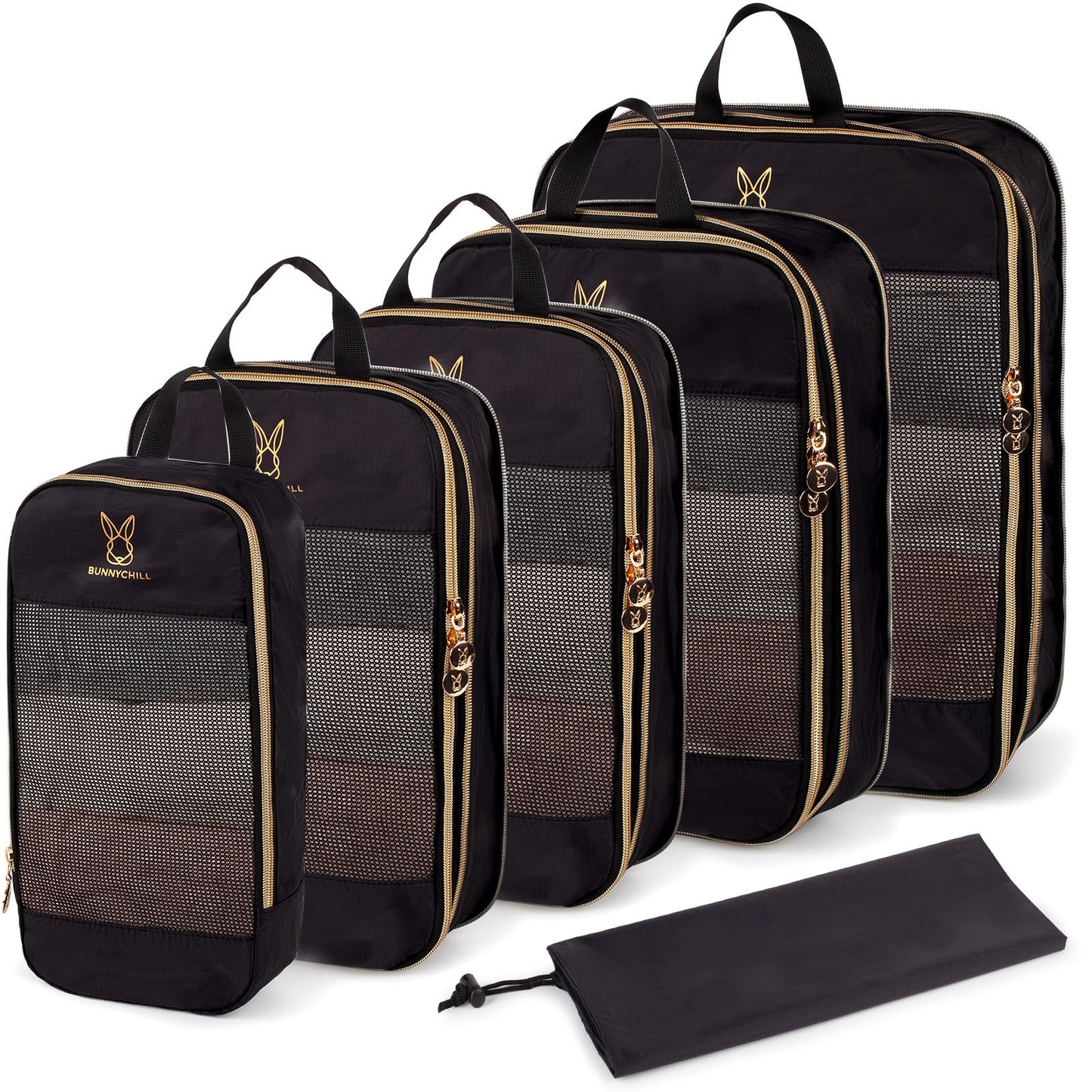 Expandable Compression Packing Cubes for Suitcases,6 Set Lightweight Compressible Travel Packing Organizer for Carry on Suitcase,Organizer Bags Set as Travel Essentials for Women Black