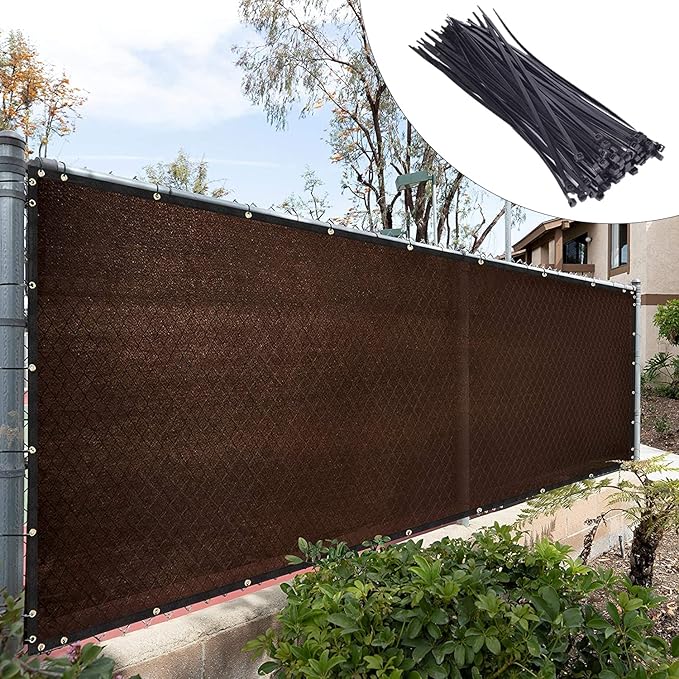 Royal Shade Custom Size 6' x 101' Brown Fence Privacy Screen Windscreen Cover Netting Mesh Fabric Cloth - Cable Zip Ties Included (We Make Custom Size)