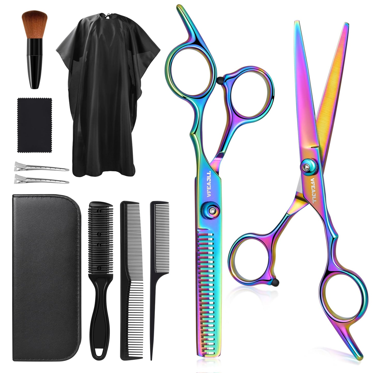 Hair Cutting Scissors Kits,11Pcs Professional Haircut Scissors Kit With Comb,Clips,Cape,New Craftsmanship Stainless Steel Hairdr