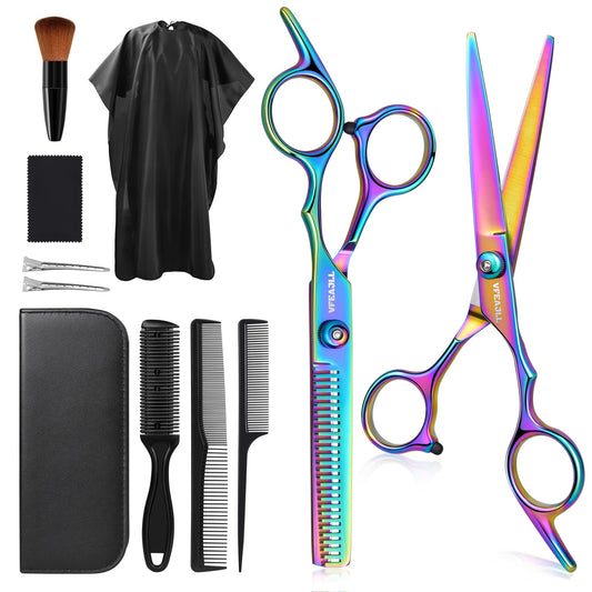 Hair Cutting Scissors Kits,11Pcs Professional Haircut Scissors Kit With Comb,Clips,Cape,New Craftsmanship Stainless Steel Hairdr