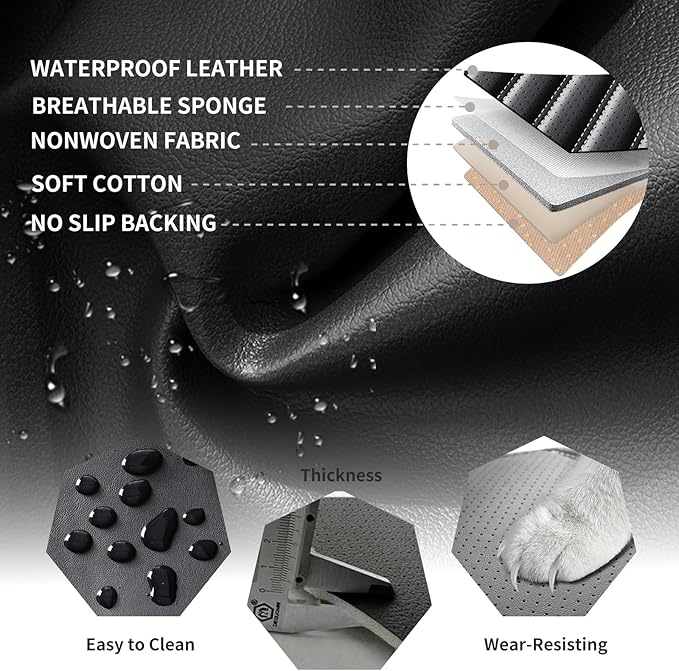 Car Seat Covers Full Set Fit for Toyota Venza 2009-2026, Premium Faux Leather Car Seat Protector, Breathable, Anti-Slip, Comfortable & Durable (Black&White,Full Set)