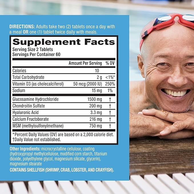 Move Free Advanced Glucosamine Chondroitin MSM + Vitamin D3 Joint Support Supplement, Supports Mobility Comfort Strength Flexibility & Bone + Immune Health - Tablet, 3x120ct Bottles (120 servings)*