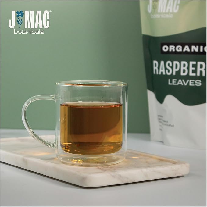 J Mac Botanicals, Organic Red Raspberry Leaf, Herbal tea (4 ounce bag 50+ cups) cut & sifted dried leaf