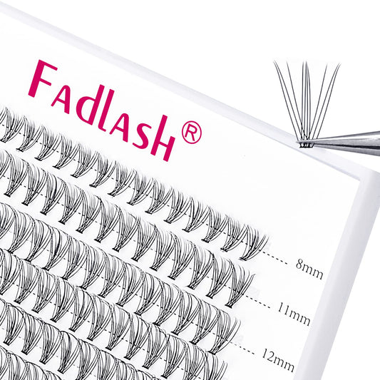 Fadlash Lash Clusters Extensions Individual Lashes Natural Soft 120Pcs 10D C Cur Natural Long Black Faux Mink Volume Lash Extens