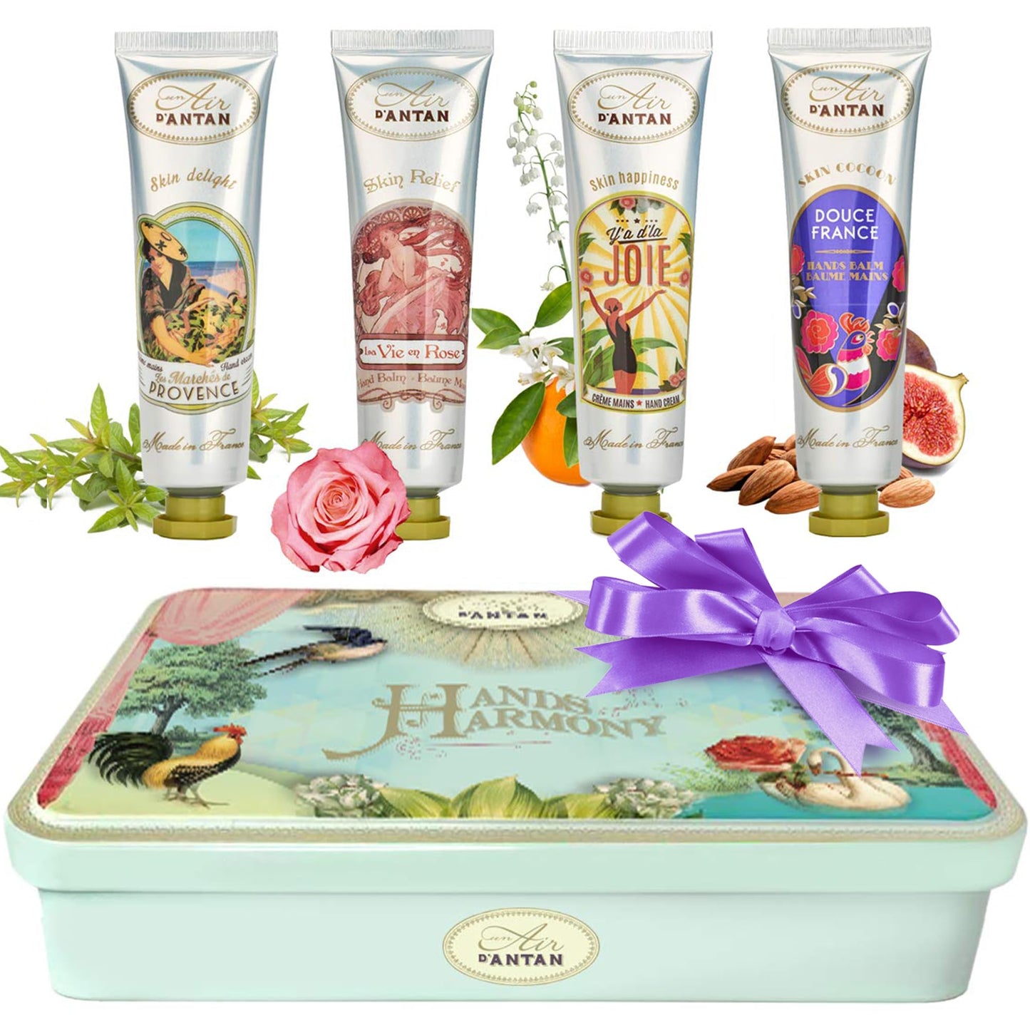 Hand Lotion Gift Set For Women 4Pcs Unair D'Antan, Hand Cream Gift Set With Shea Butter, Sweet Almond Oil, 4 Hand Cream For Wome