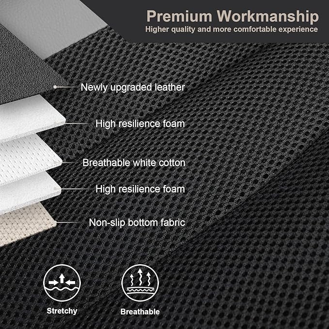 GIANT PANDA 2 Pcs Front 3D Air Mesh Car Seat Cover Custom Fit Ford F150 F250 F350 F450 SuperCrew/Crew Cab Pickup Trucks,Breathable Cooling Seat Protector with Composite Sponge Inside(Gray)