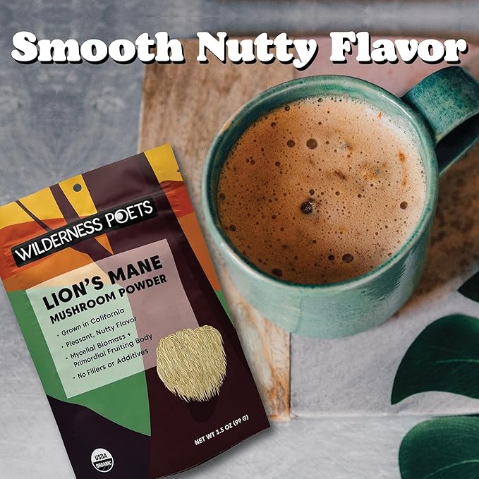 Wilderness Poets, Organic Lions Mane Mushroom Powder - California Grown (3.5 Ounce)