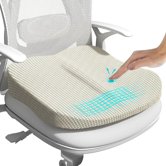 Wedge Car Seat Cushions for Driving, Adult Booster Seat Cushion for Car Truck Driver, Memory Foam Butt Cushion for Office Chair Wheelchair Home, Mesh Beige